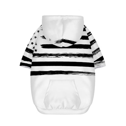 White And Black USA Flag Print Dog Zip Up Hoodie