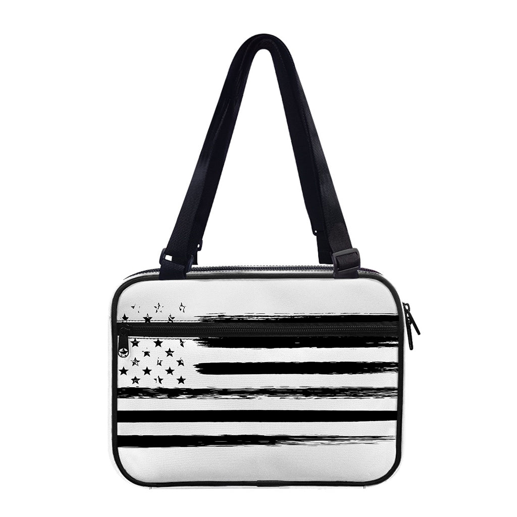 White And Black USA Flag Print Double Strap Bible Bag