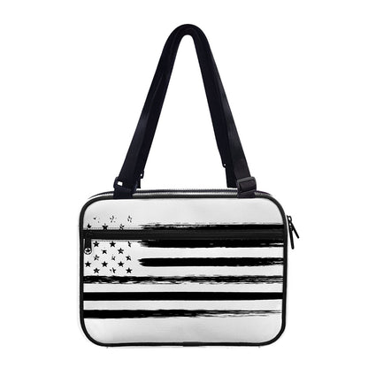 White And Black USA Flag Print Double Strap Bible Bag