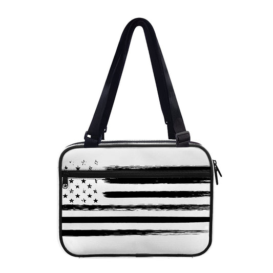 White And Black USA Flag Print Double Strap Bible Bag