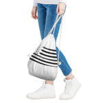 White And Black USA Flag Print Drawstring Bag
