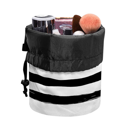 White And Black USA Flag Print Drawstring Makeup Bag