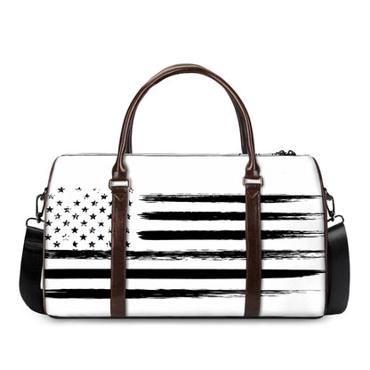 White And Black USA Flag Print Duffle Bag
