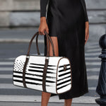 White And Black USA Flag Print Duffle Bag