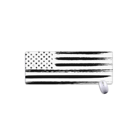 White And Black USA Flag Print Extended Mouse Pad