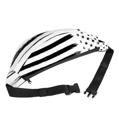 White And Black USA Flag Print Fanny Pack