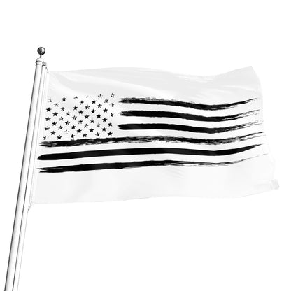 White And Black USA Flag Print Flag