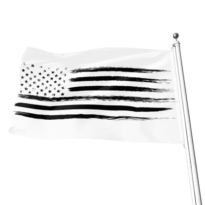 White And Black USA Flag Print Flag