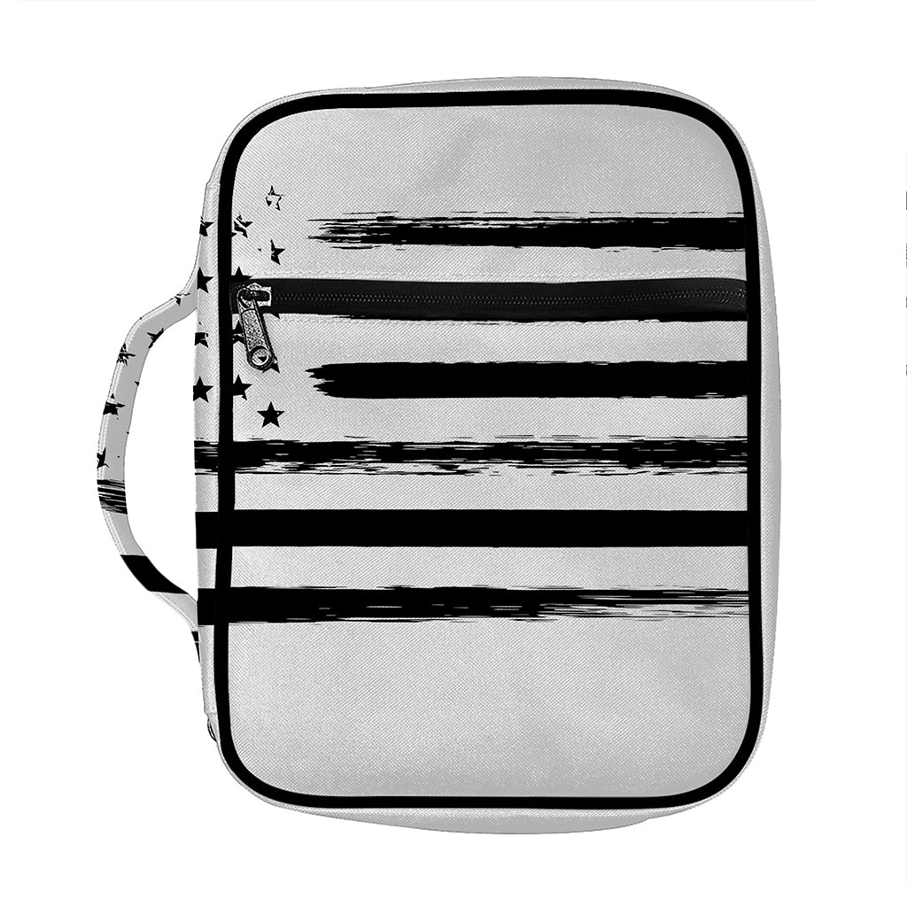 White And Black USA Flag Print Front Pocket Bible Bag