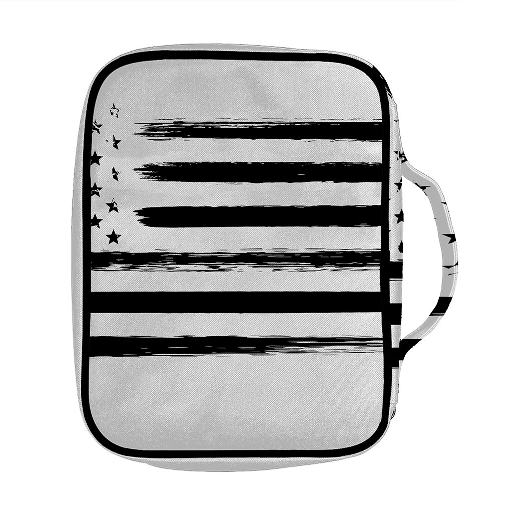 White And Black USA Flag Print Front Pocket Bible Bag