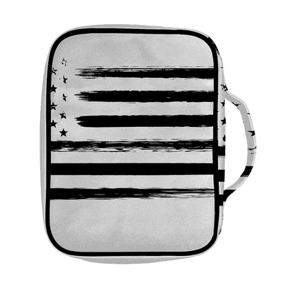 White And Black USA Flag Print Front Pocket Bible Bag