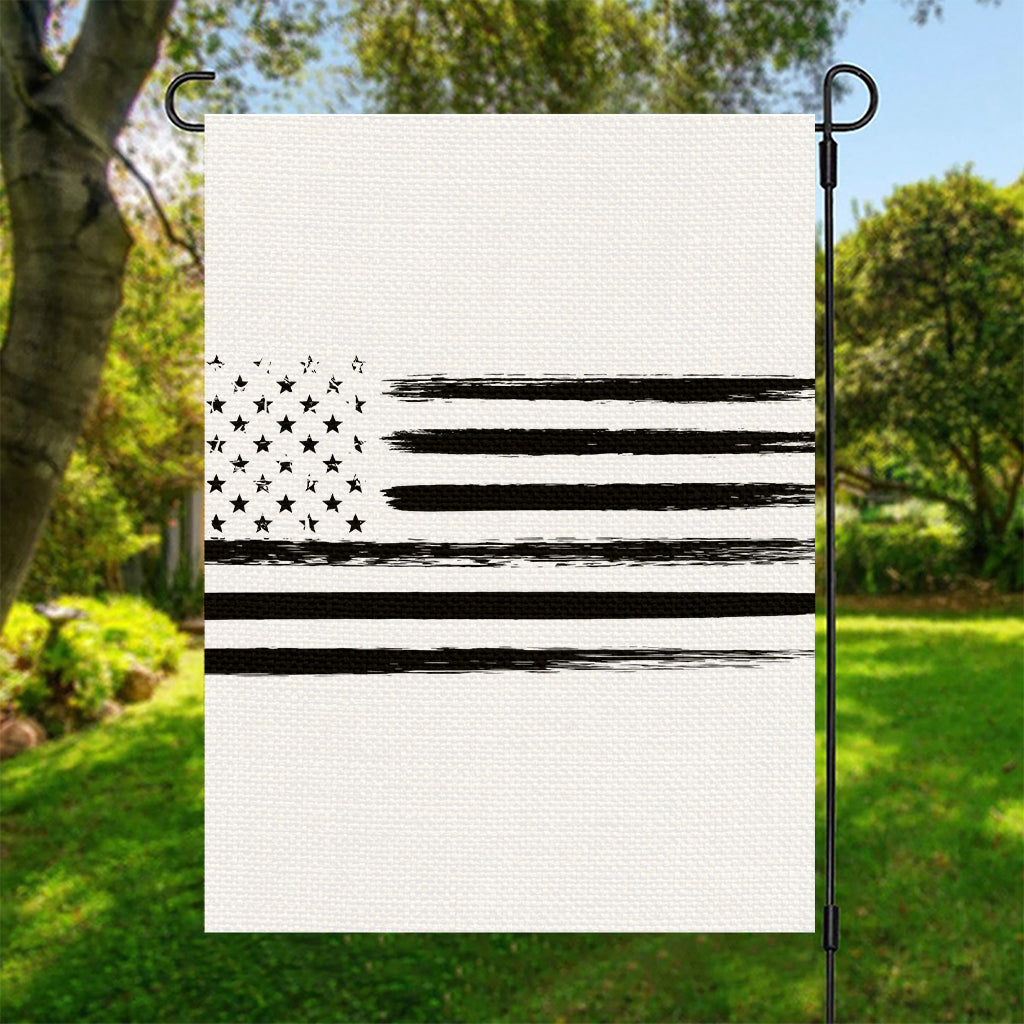 White And Black USA Flag Print Garden Flag