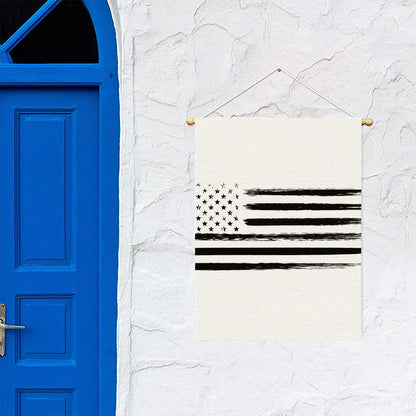 White And Black USA Flag Print Garden Flag