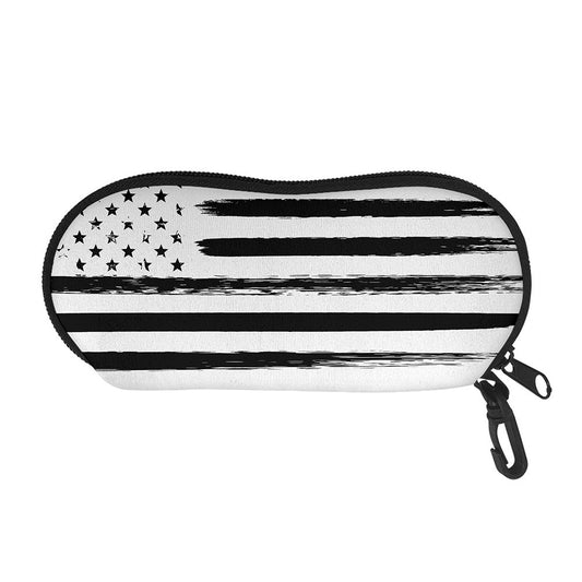 White And Black USA Flag Print Glasses Case