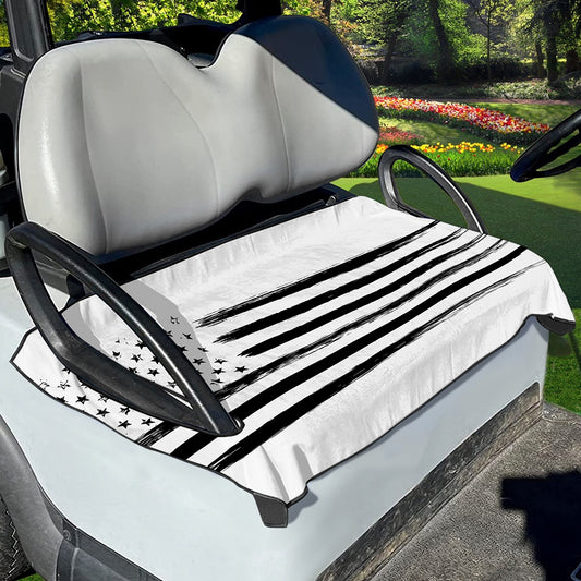 White And Black USA Flag Print Golf Cart Seat Cover