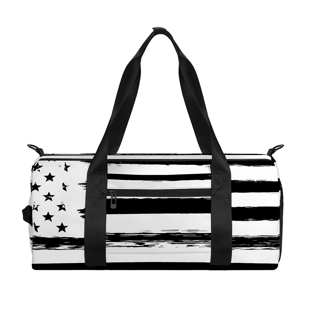 White And Black USA Flag Print Gym Bag