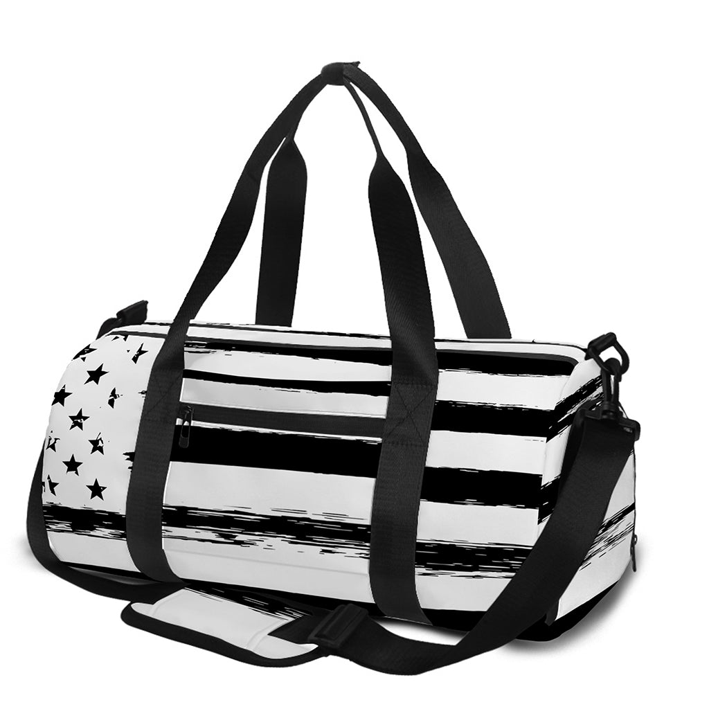 White And Black USA Flag Print Gym Bag