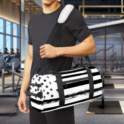 White And Black USA Flag Print Gym Bag