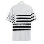 White And Black USA Flag Print Hawaiian Shirt