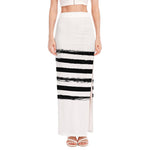 White And Black USA Flag Print High Slit Maxi Skirt