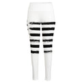 White And Black USA Flag Print High-Waisted Pocket Leggings