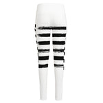 White And Black USA Flag Print High-Waisted Pocket Leggings