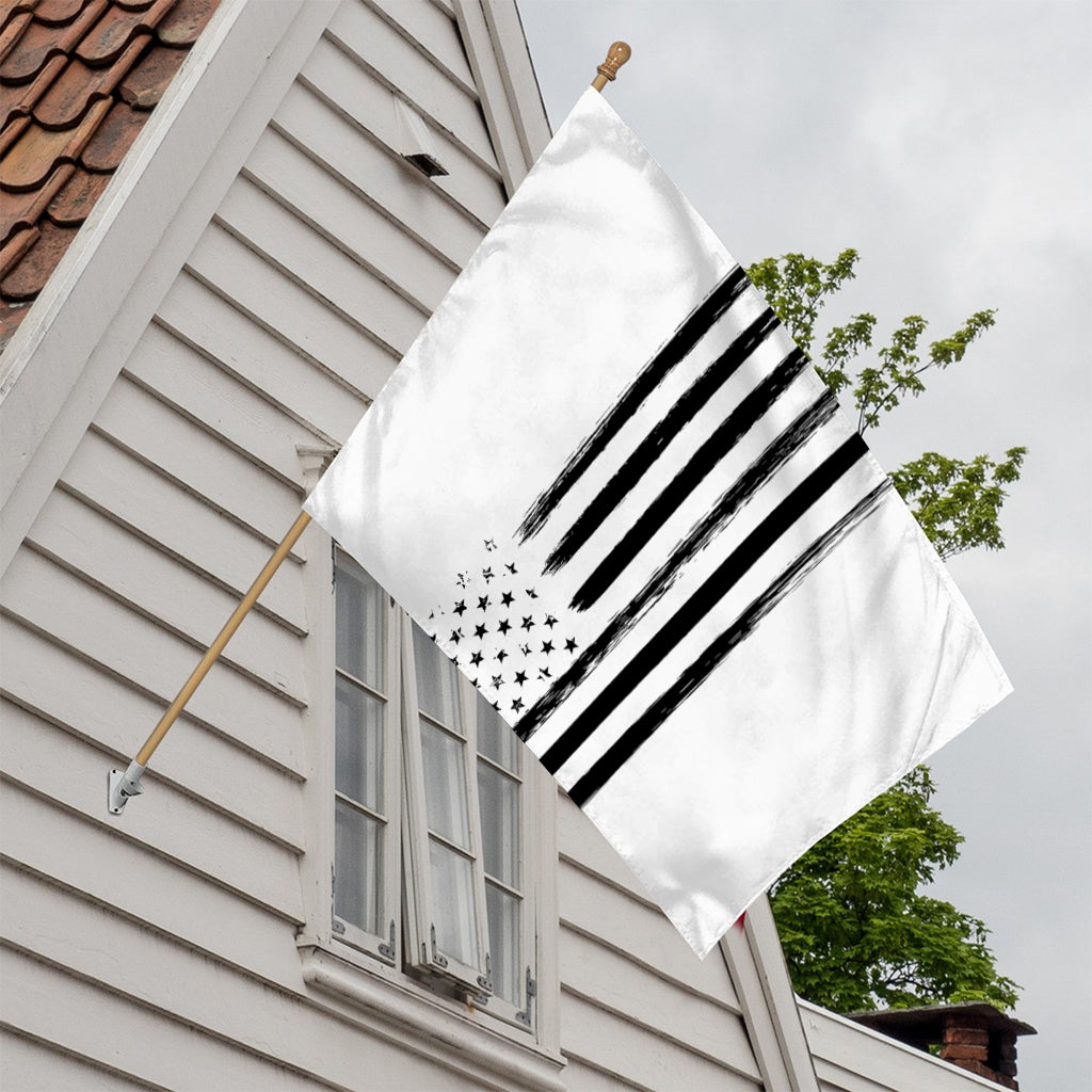 White And Black USA Flag Print House Flag