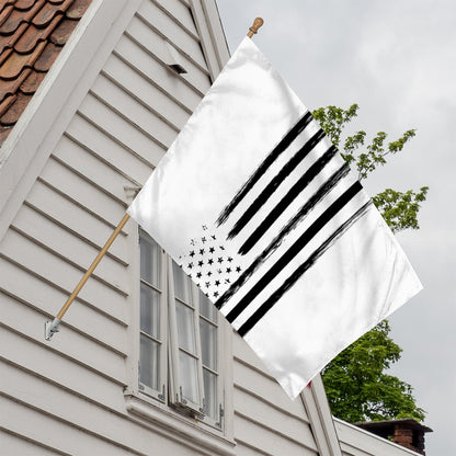 White And Black USA Flag Print House Flag