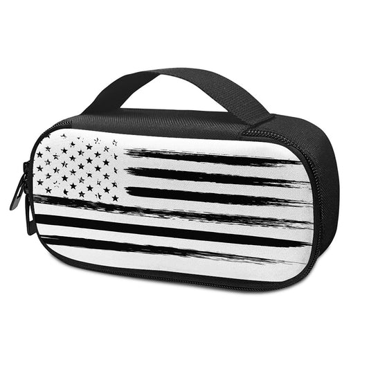 White And Black USA Flag Print Insulin Cooler Travel Case