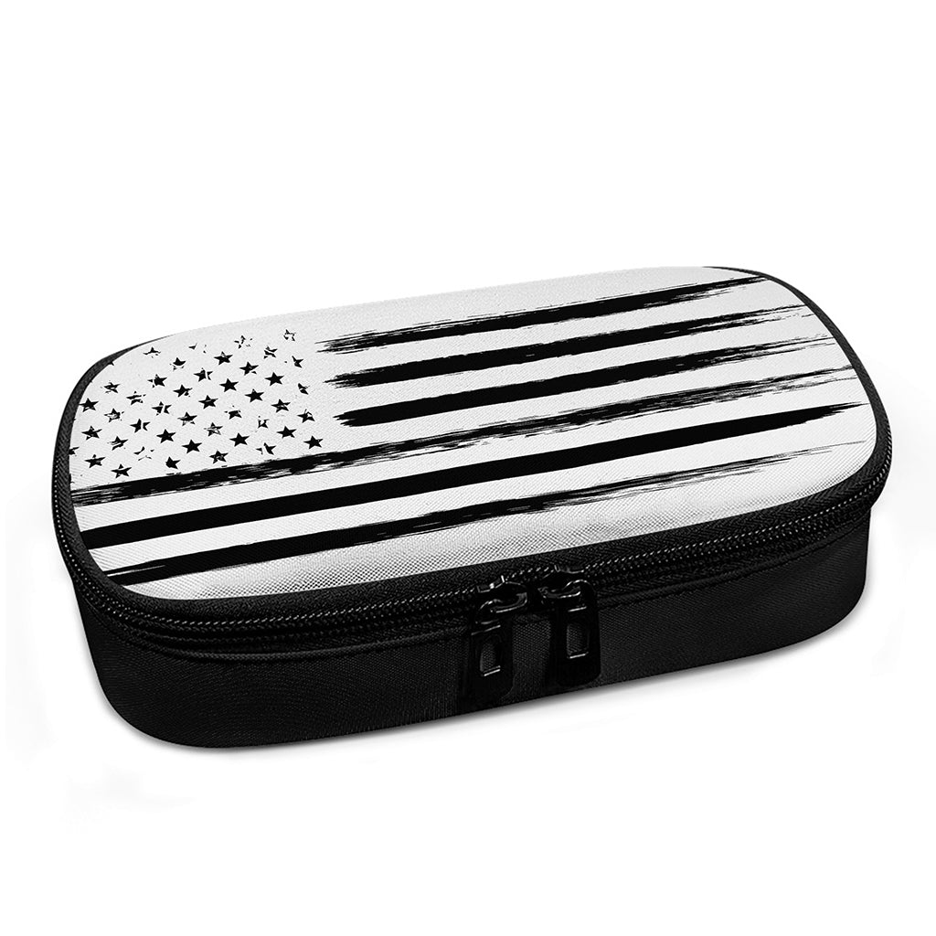 White And Black USA Flag Print Insulin Cooler Travel Case