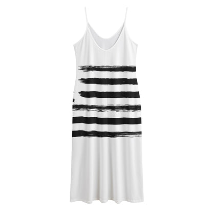 White And Black USA Flag Print Jersey Midi Cami Dress