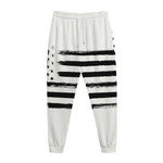 White And Black USA Flag Print Jogger Pants