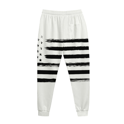 White And Black USA Flag Print Jogger Pants