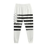 White And Black USA Flag Print Jogger Pants