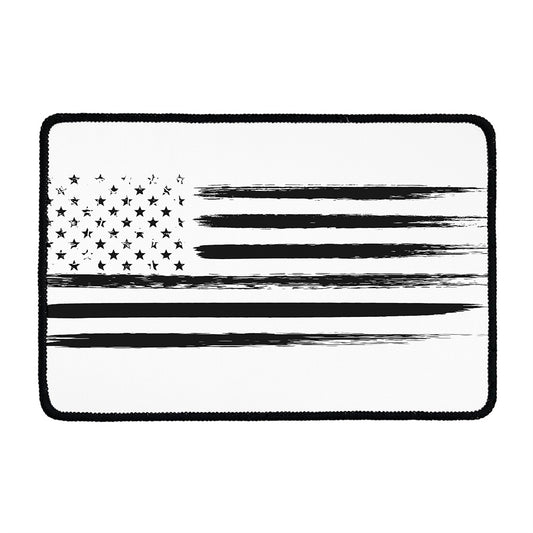 White And Black USA Flag Print Kitchen Mat