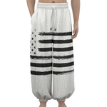White And Black USA Flag Print Lantern Pants