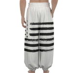 White And Black USA Flag Print Lantern Pants