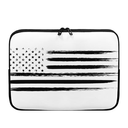 White And Black USA Flag Print Laptop Sleeve