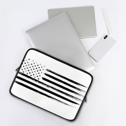 White And Black USA Flag Print Laptop Sleeve