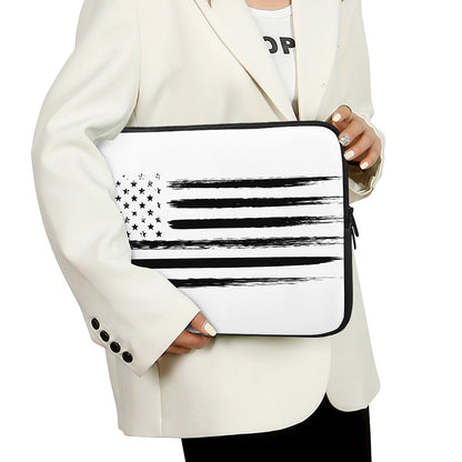 White And Black USA Flag Print Laptop Sleeve