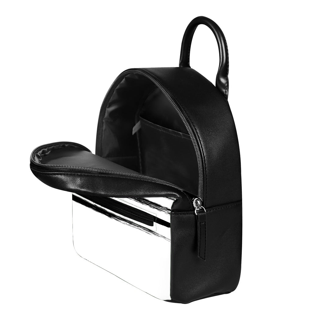 White And Black USA Flag Print Leather Backpack