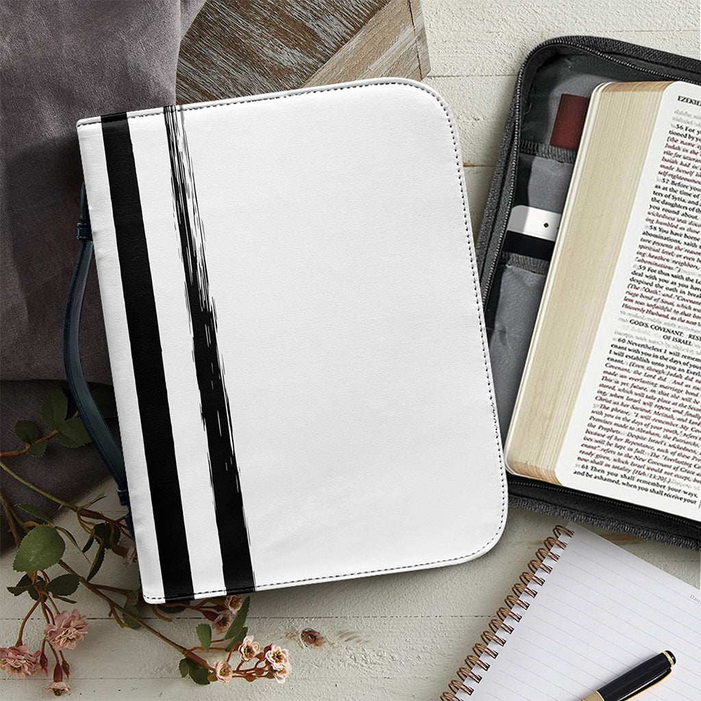 White And Black USA Flag Print Leather Bible Cover