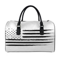 White And Black USA Flag Print Leather Duffel Bag