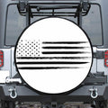 White And Black USA Flag Print Leather Spare Tire Cover