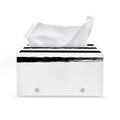 White And Black USA Flag Print Leather Tissue Box Cover