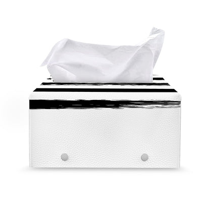 White And Black USA Flag Print Leather Tissue Box Cover