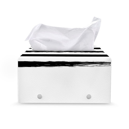 White And Black USA Flag Print Leather Tissue Box Cover