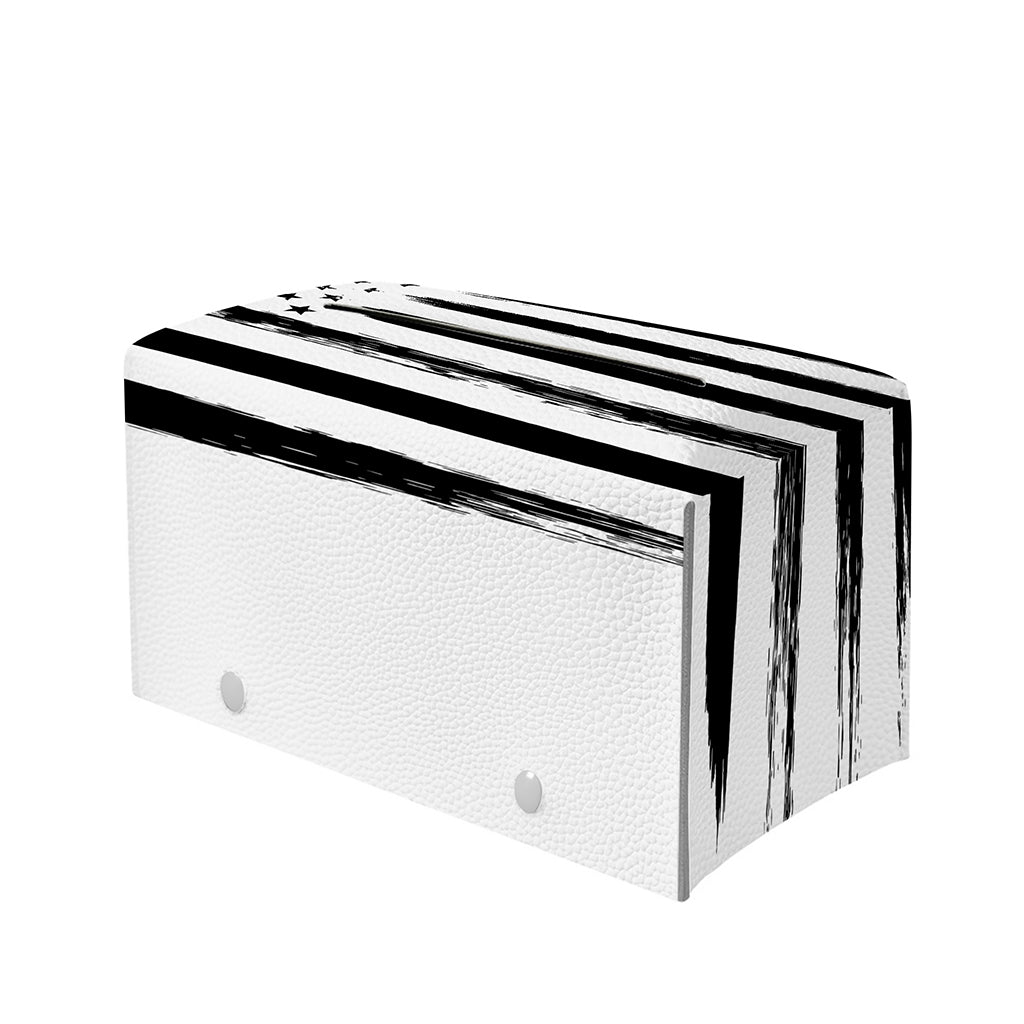 White And Black USA Flag Print Leather Tissue Box Cover
