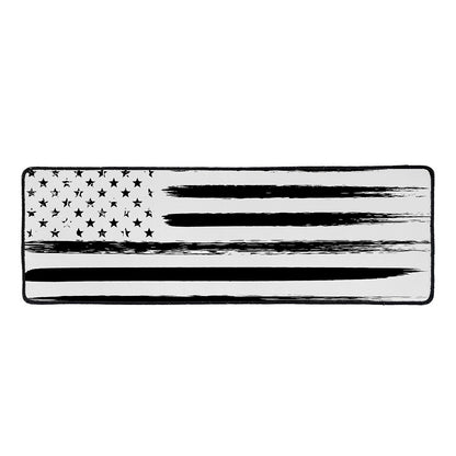White And Black USA Flag Print Long Kitchen Mat