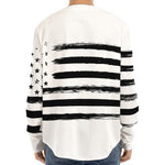 White And Black USA Flag Print Long Sleeve Baseball Jersey